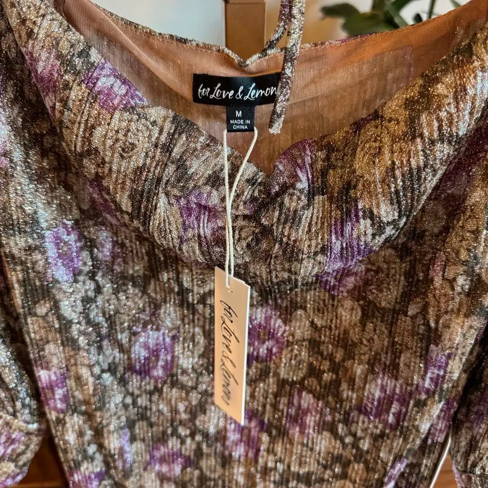 For Love & Lemons Wynne Maxi Dress Purple NWT M $299 Retail - Picture 8 of 10